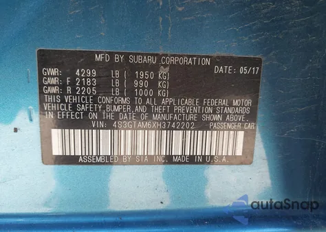 2017 Subaru Impreza 2.0I Sport from USA, damaged, VIN 4S3GTAM6XH3742202